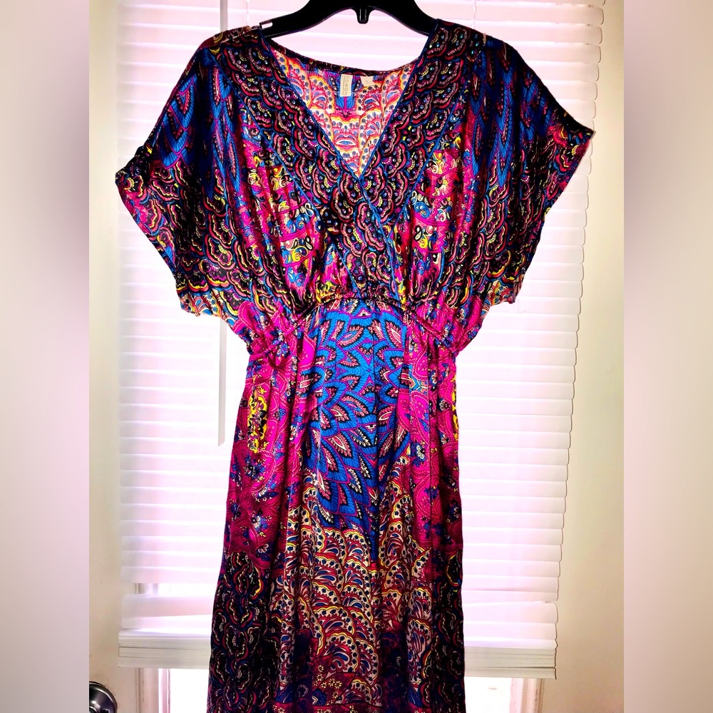 Gorgeous Satin Paisley Kimono Nightgown - Picture 1 of 7